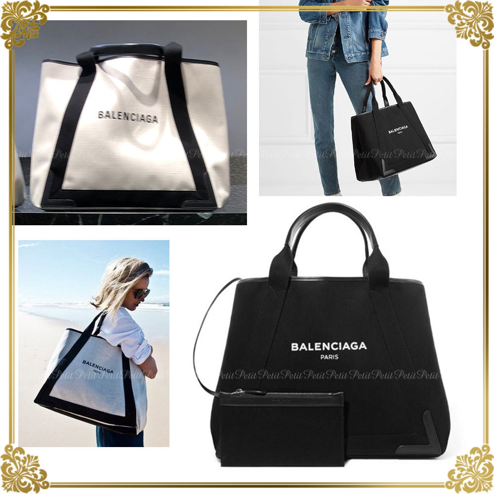 国内発★男女OK！BALENCIAGA ネイビーCAVASカバ トートバッグ
